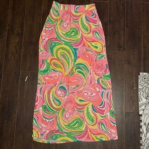 Lilly Pulitzer Pink and Green A-Line Skirt